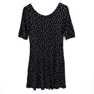 Salaam Jersey Knit Dress Size M Polka Dot Fit & Flare Half Sleeve Twee Travel